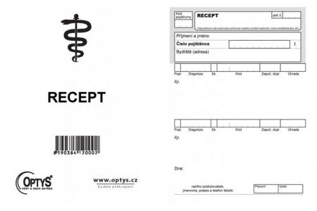 Lékařský recept, A6, 50 listů, OPTYS 1200