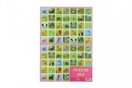 Pexeso safari ZOO kreslené papírové společenská hra 32 obrázkových dvojic 24,5x34,5cm