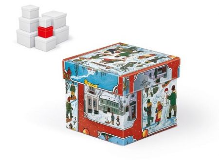 Krabice dárková vánoční C-V005-BL 10x10x9cm