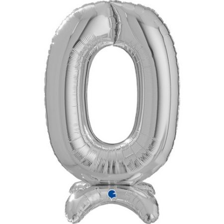 ČÍSLICE STOJÍCÍ STŘÍBRNÁ 0 (64cm,25&quot;) (balónek číslice)