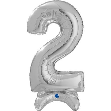 ČÍSLICE STOJÍCÍ STŘÍBRNÁ 2 (64cm,25&quot;) (balónek číslice)