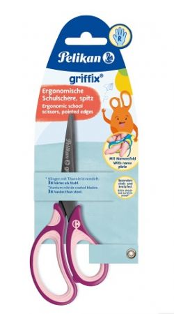 Griffix nůžky pro praváky, fialové, blistr 15cm