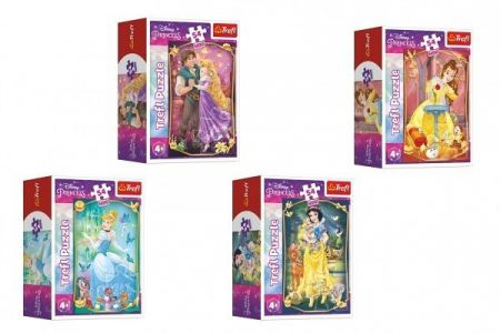 Minipuzzle Krásné princezny/Disney Princess 54dílků 4 druhy v krabičce 6x9x4cm