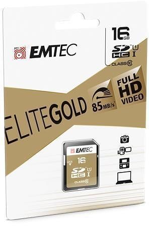 Paměťová karta &quot;Elite Gold&quot;, SDHC, 16GB, UHS-I/U1, 85/20 MB/s, EMTEC ECMSD16GHC10GP