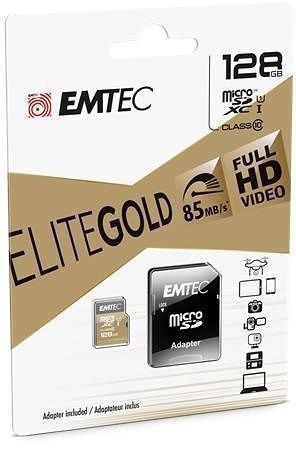 Paměťová karta &quot;Elite Gold&quot;, microSDXC, 128GB, UHS-I/U1, 85/20 MB/s, adaptér, EMTEC ECMSDM