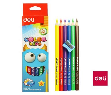 Pastelky DELI EC00660 trojhranné JUMBO 6 barev Color Kids