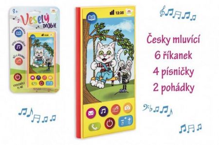 Veselý mobil/telefon, plast, česky mluvící, 7,5x15 cm