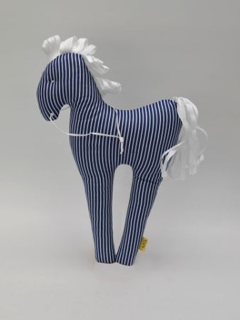 Kůň DEKO 40 cm, pruhovaný modrý