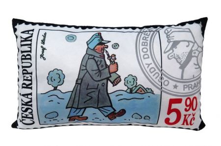Polštář 43x25 cm, Švejk v zimě, poštovní známka
