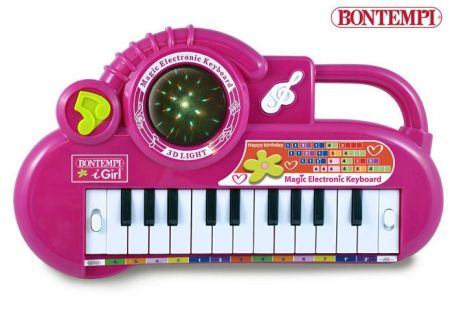 Bontempi Elektronické klávesy se světelnými efekty růžové