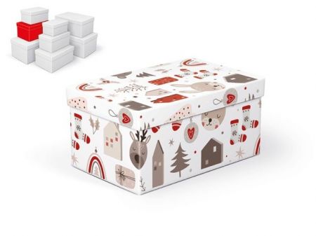 Krabice dárková vánoční B-V007-D 22x14x11cm