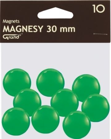 Magnet v plastu kulatý 30mm 10ks zelený 130-1697