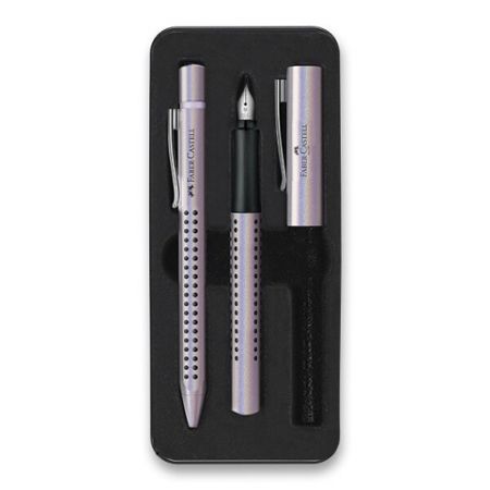 Sada Faber-Castell Grip Edition Glam plnicí pero a kuličková tužka, perleťová