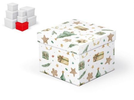 Krabice dárková vánoční C-V007-D 14x14x11cm