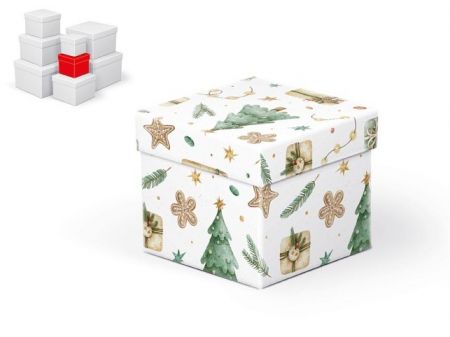 Krabice dárková vánoční C-V007-B 10x10x9cm