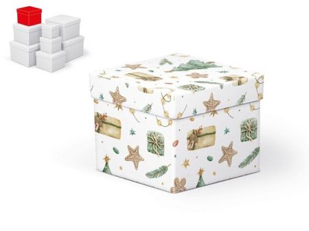 Krabice dárková vánoční C-V007-C 12x12x10cm