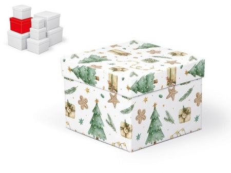 Krabice dárková vánoční C-V007-E 16x16x12cm