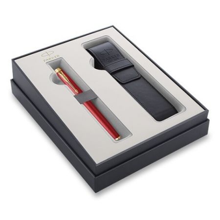 Parker IM Premium Red GT plnicí pero, hrot F, dárková kazeta s pouzdrem