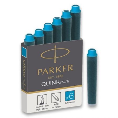 Inkoustové bombičky Parker ROYAL MINI tyrkysové 6ks (do plnicích-plnících per PARKER)