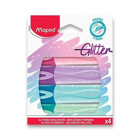 Zvýrazňovač MAPED FluoPeps Classic Glitter - 4ks