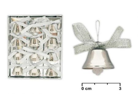 Zvonečky stříbrné 12ks 2,5cm