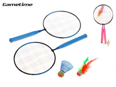 Gametime badmintonové rakety 44x22cm 2ks s košíčky 2ks v síťce, 2 druhy