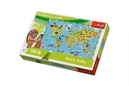 Vzdělávací puzzle mapa světa 100 dílků 60x40cm