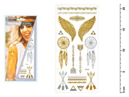 Tetovací obtisky zlaté a stříbrné 21x10,5cm křídla