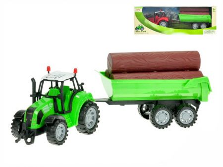 Traktor s vlečkou a dřevem 34cm na setrvačník