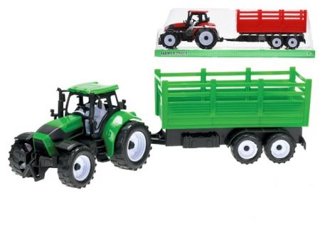 Traktor s vlečkou 38cm na setrvačník 2 barvy v krabičce