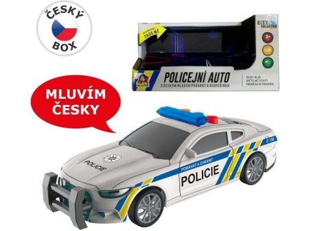 Policejní auto na setrvačník, 17cm, světlo, zvuk (čeština), na baterie