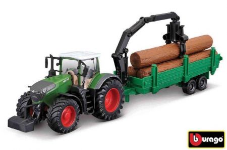 Bburago 1:50 Farm Traktor Fendt 1050 Vario + vyvážeč stromů