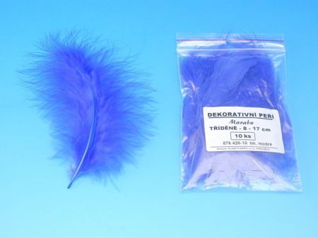 Peří marabu tm.modré 12-17cm 10ks