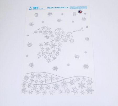 Vánoční okenní dekorace Andílek-stříbrné glitry