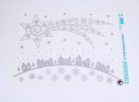 Vánoční okenní dekorace Vánoční kometa-stříbrné glitry