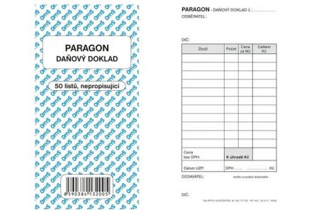 Paragon obchodní, 7,5 × 14,8 cm, 50 listů, OPTYS 1320
