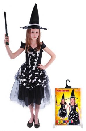 Dětský kostým čarodějnice netopýrka/Halloween (M)
