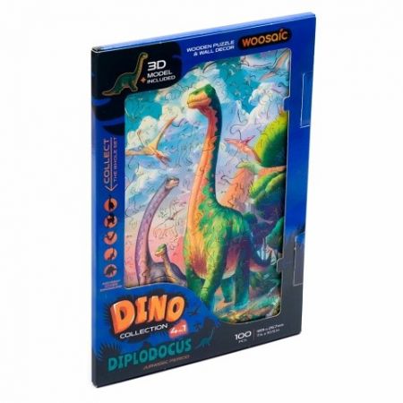 Dřevěné puzzle Unidragon dinosaurus - Diplodocus (18,9x26,7c