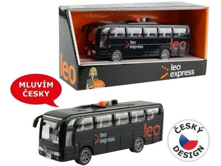 Autobus Leo express, s hlášením řidiče a posádky, 5x4x16cm