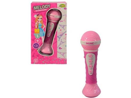 Mikrofon na baterie, 19cm, růžová