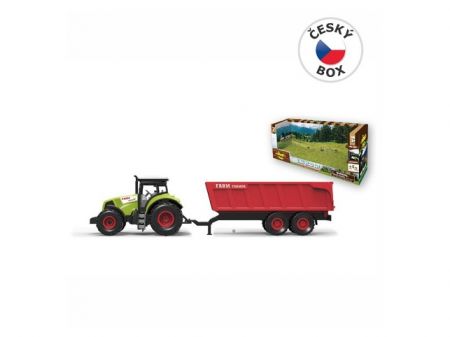 Traktor s přívěsem, se zvukem a světlem, 12,5 x 34,5 cm