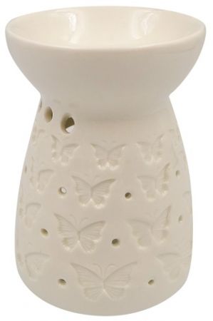 Aromalampa porcelánová bílá s motýlky 11 cm