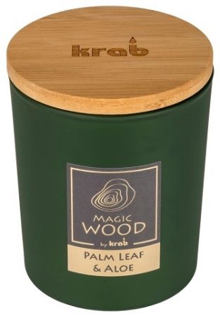 Svíčka MAGIC WOOD s dřevěným knotem - PALM LEAF &amp; ALOE 300g