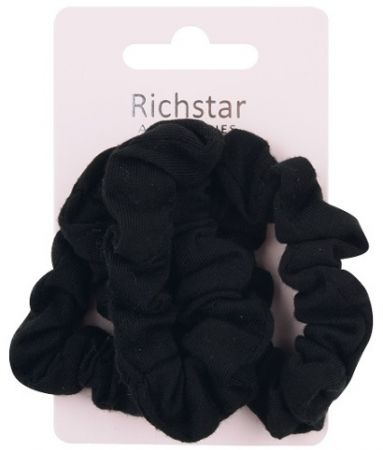 Gumičky do vlasů textilní 3 ks, černé