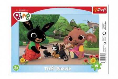Puzzle deskové Hra s koťaty/Bing Bunny 33x23cm 15 dílků ve fólii