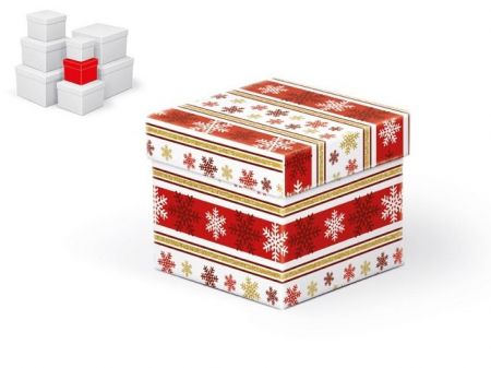 Krabice dárková vánoční C-V003-B 10x10x9cm
