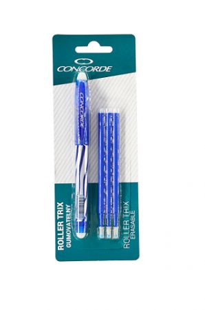 Roller CONCORDE Trix gumovatelný, 0,7 mm, modrý + 3 náplně, blistr