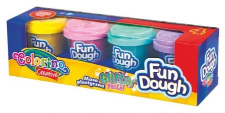 Colorino Fun Dough modelina se třpyt. 4 barvy 4x56g PASTEL