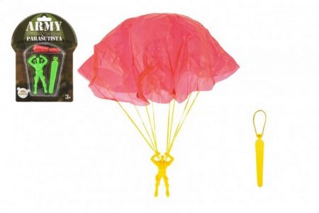 Parašutista figurka s padákem létající 9cm, 2 barvy