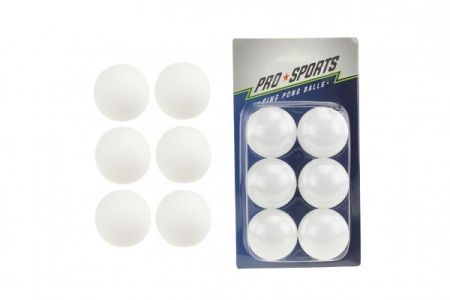 Míčky na stolní tenis/ping pong bílé plast 4cm 6 ks na kartě